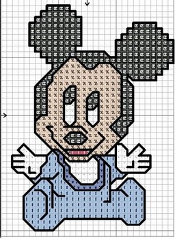 Schema punto croce Baby topolino 